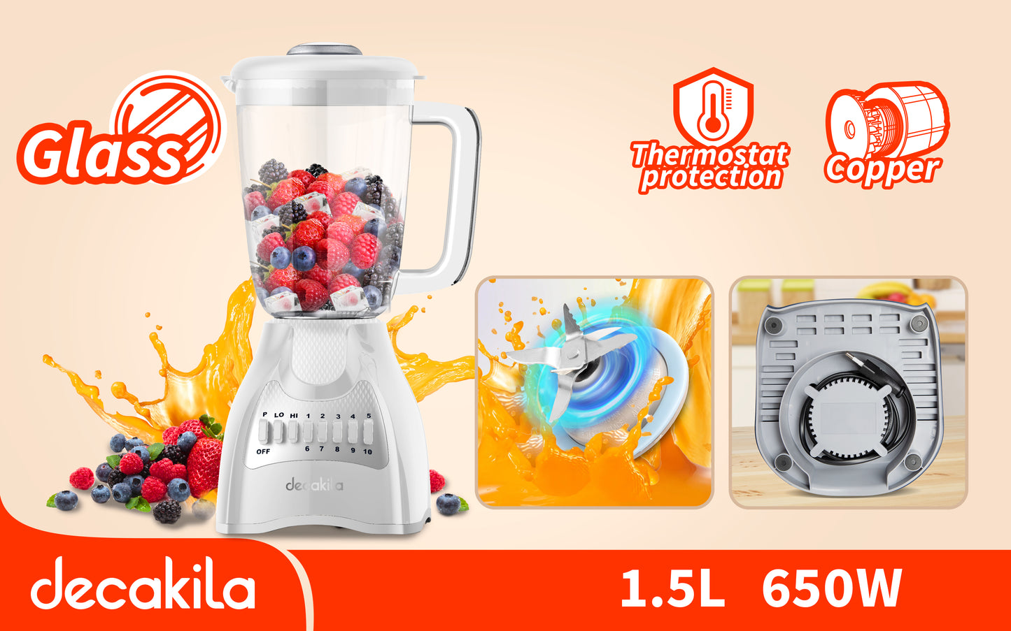 1.5L STAND BLENDER 10 SPEED 650W