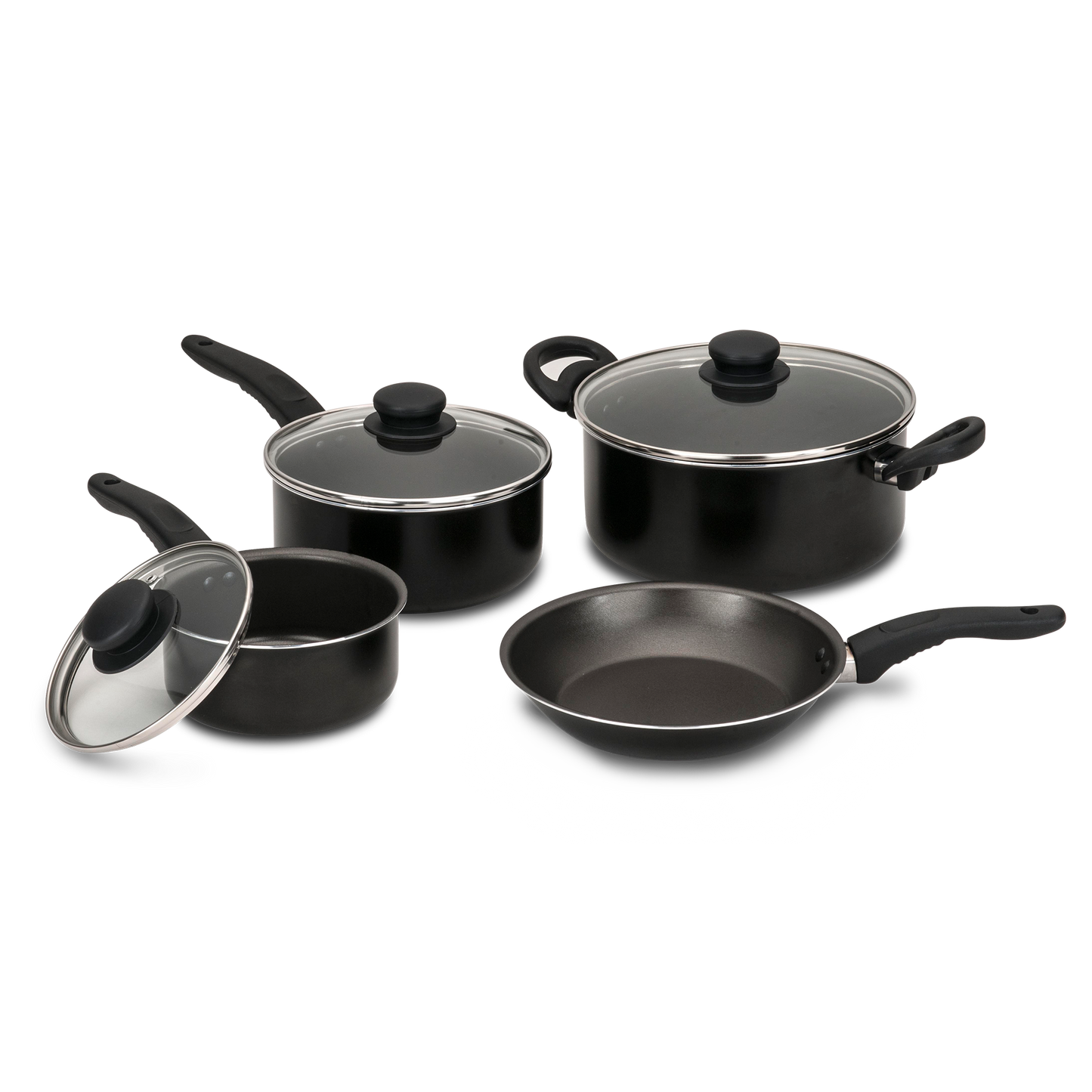 7 PIECE NON-STICK COOKWARE SET BLACK