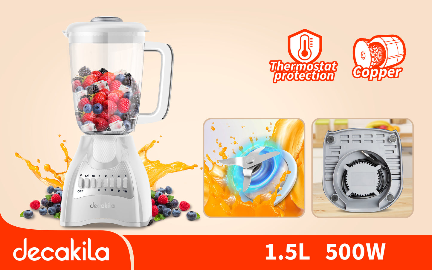 1.5L STAND BLENDER 10 SPEED 500W