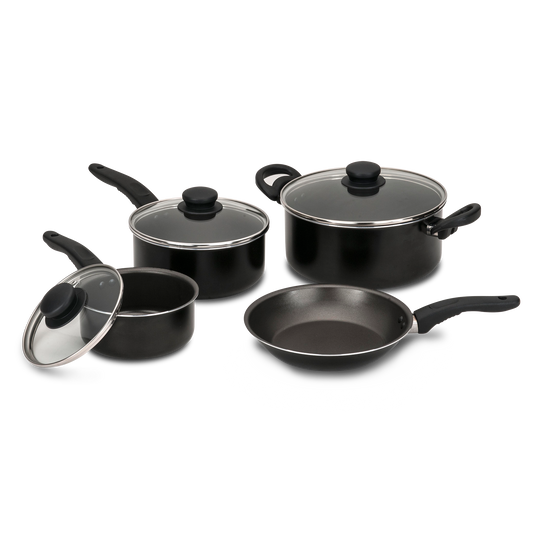 7 PIECE NON-STICK  COOKWARE SET BLACK