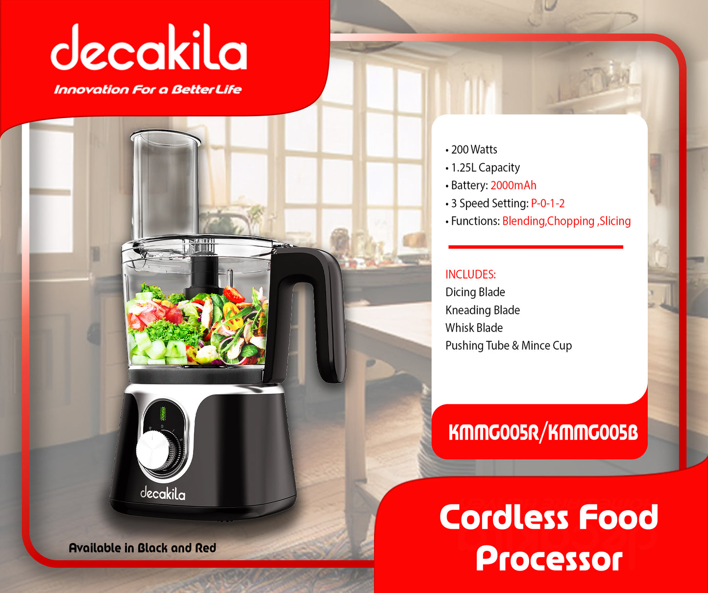 1,25L FOOD PROCESSOR CORDLESS BLACK